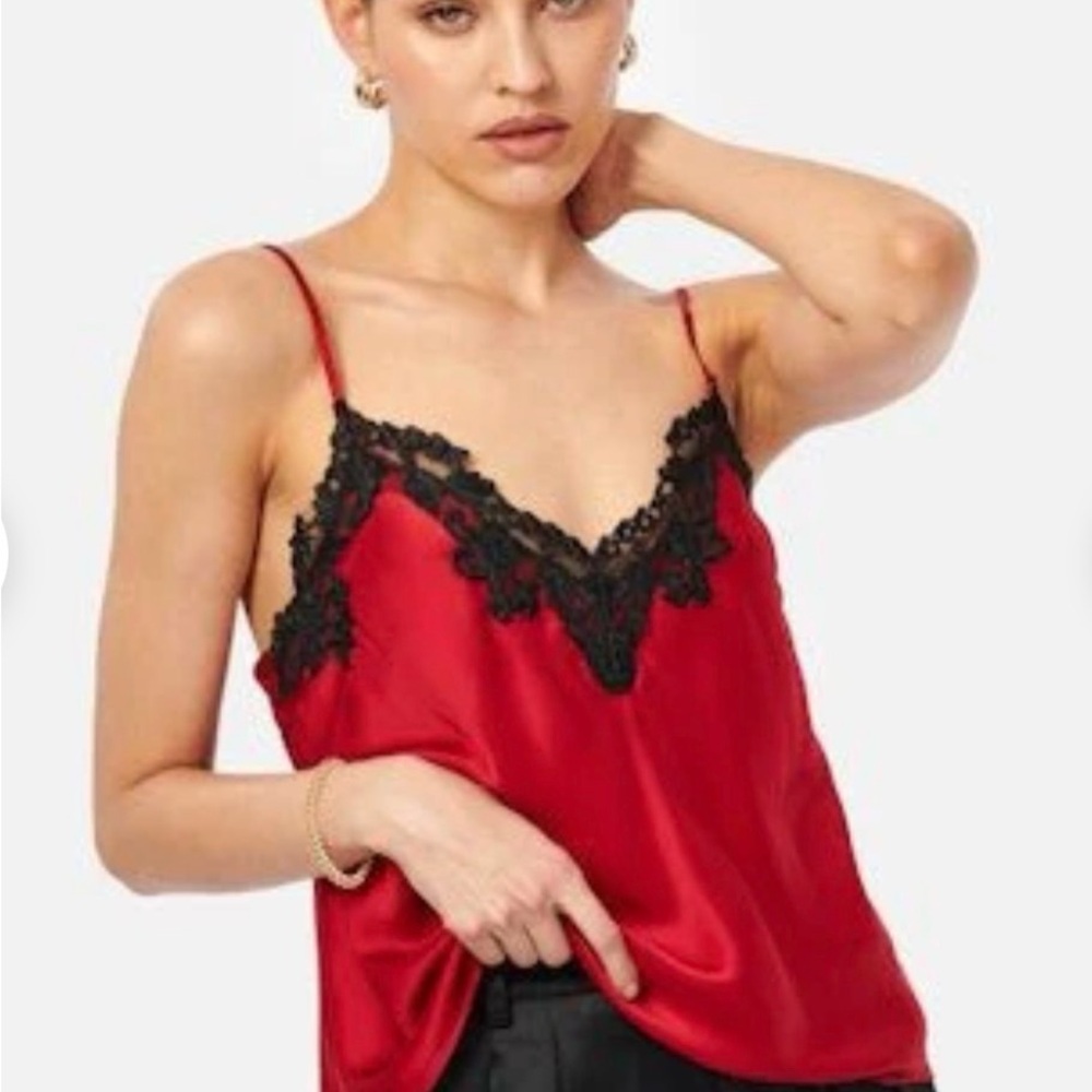 Cami NYC Andria Red Camisole with Black Lace